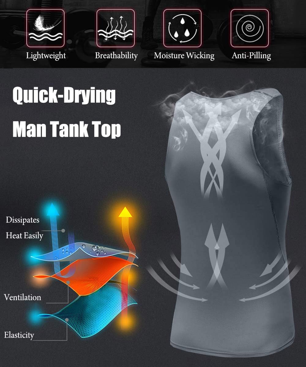 HIBETY 3 oder 5 Pack Männer Kompression Tank Top Basisschicht Cool Trockene Kompression Shirt ärmellose Workout Gym Tank Tops