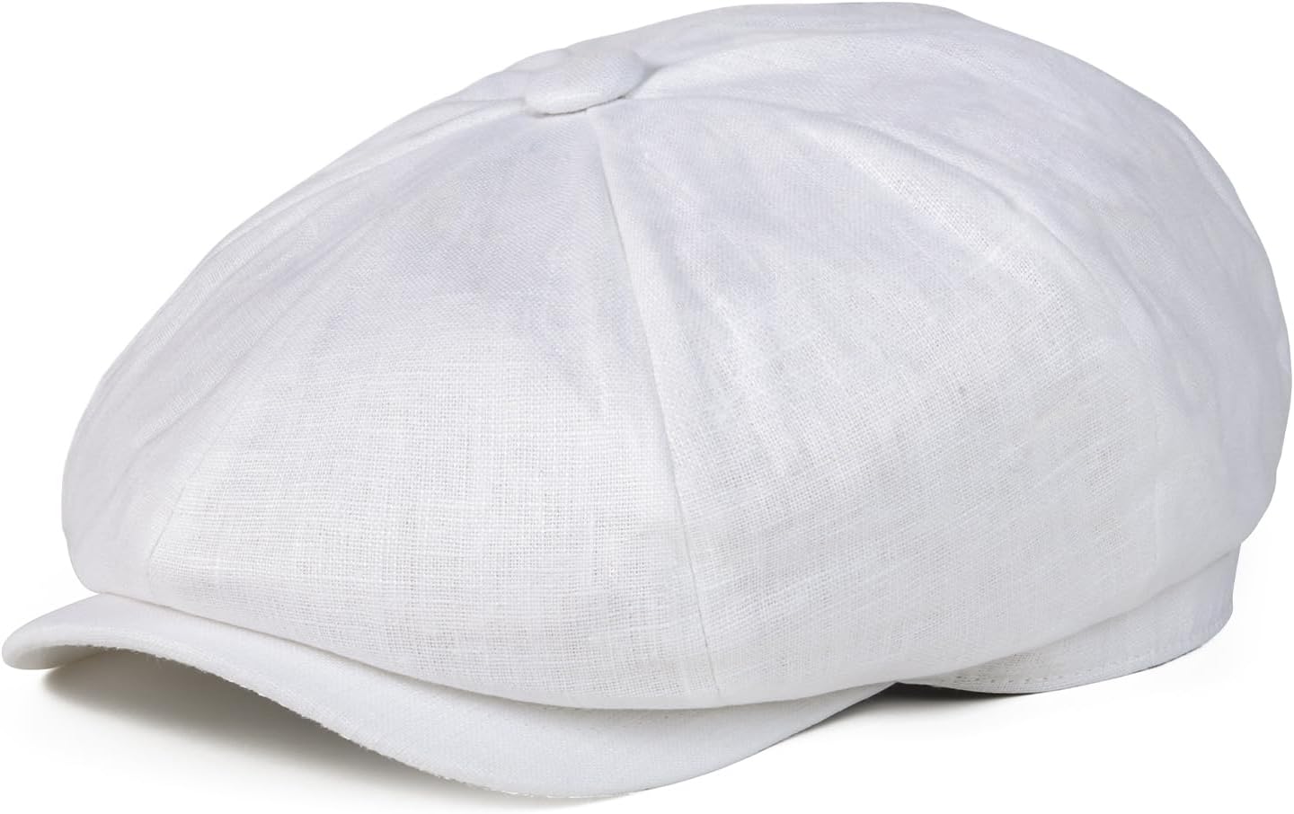 BOTVELA メンズ リネン キャスボーイキャップ ヘリンボーン 通気性 サマーハット, プレーンホワイト, 7 1/2-7 5/8