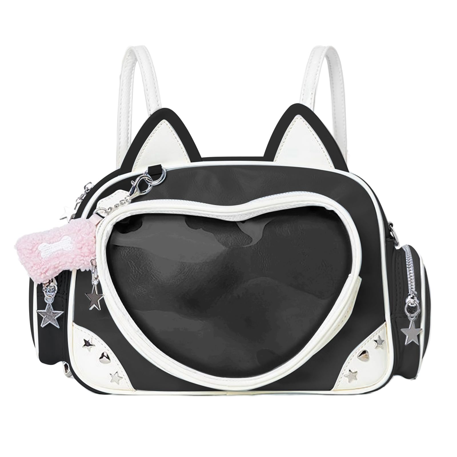 Kawaii Ita Bag Cat Pin Backpack Shoulder Crossbody Bag for Miku Anime Heart Clear Layer with Insert