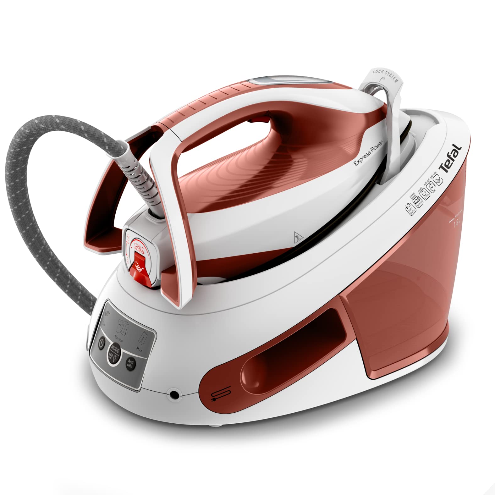 Tefal SV8110 - Planta de vapor Express Power, potencia de vapor potente, tecnología sin configuración, tanque de agua 1.8 L, vapor vertical, fabricado en Francia, Eco Stand