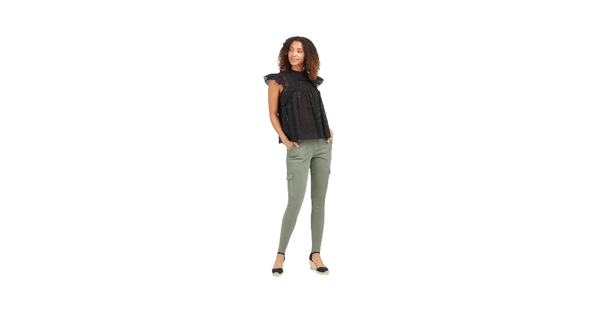 sa_ko チャコールグレーS SPANX Women's Twill Ankle Cargo Pants Soft Sage (XL, x_l) at