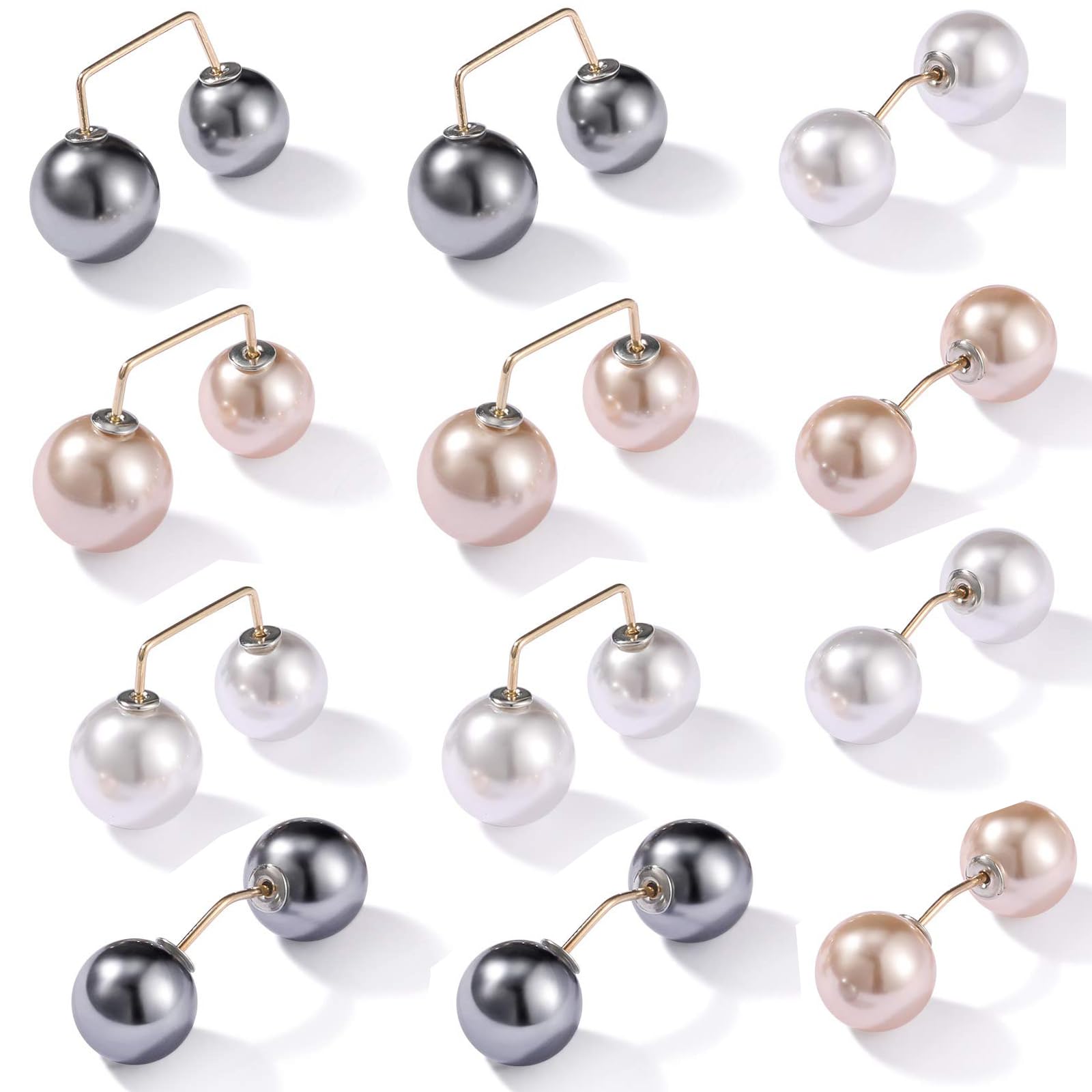 Amzuia 12 Pieces Pearl Brooch Pins for Women,Anti-Exposure Neckline Safety Brooch Pins Fashion Sweater Clips for Cardigans Shawl Women Girls Clothing Dresses Decoration Accessories