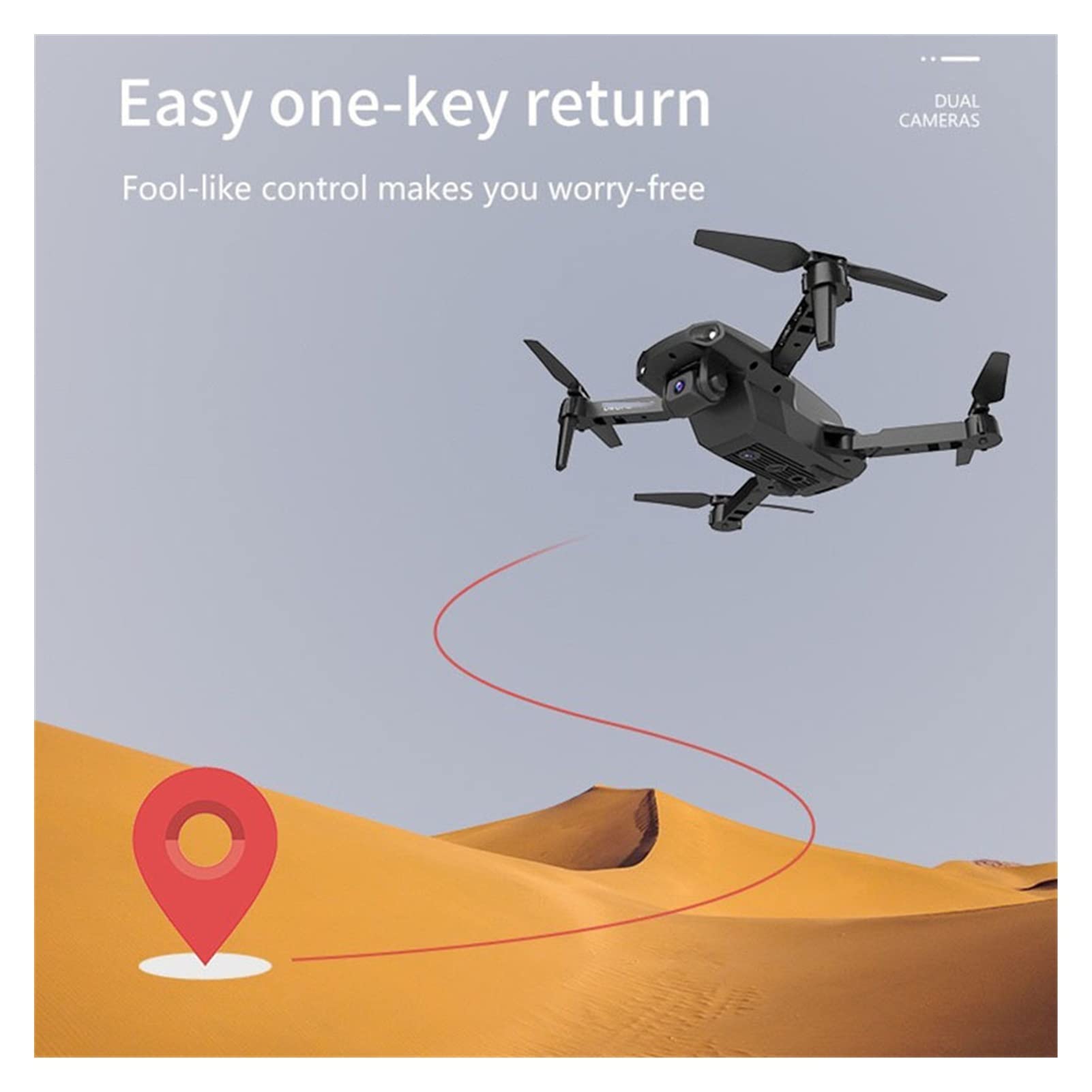 Drone Mini Drone 4K Podwójna kamera WiFi Transmisja na żywo Fotografia lotnicza Helikopter Składany quadcopter Drone Zabawka (Kolor : Podwójny aparat 2B b Rozmiar: 1) (4K HD szary 1)