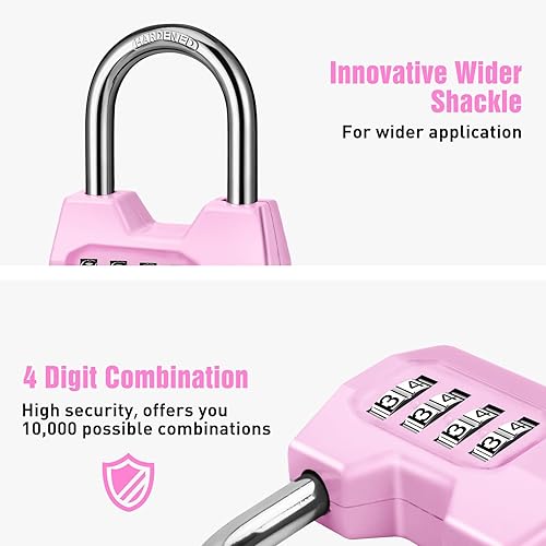 Miniatura 3 de Candado de combinación de 4 dígitos, impermeable, para exteriores, para casillero de gimnasio escolar, valla, puerta, cobertizo, unidad de