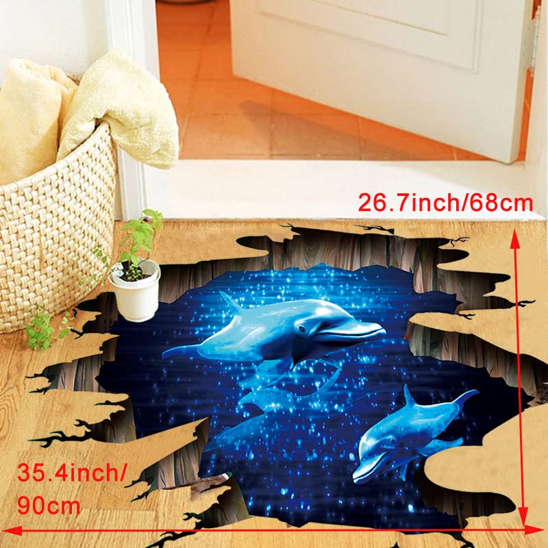 Vinilo Decorativo 3D Delfines Galaxia Cielo Estrellado 90x68 cm miniatura 5