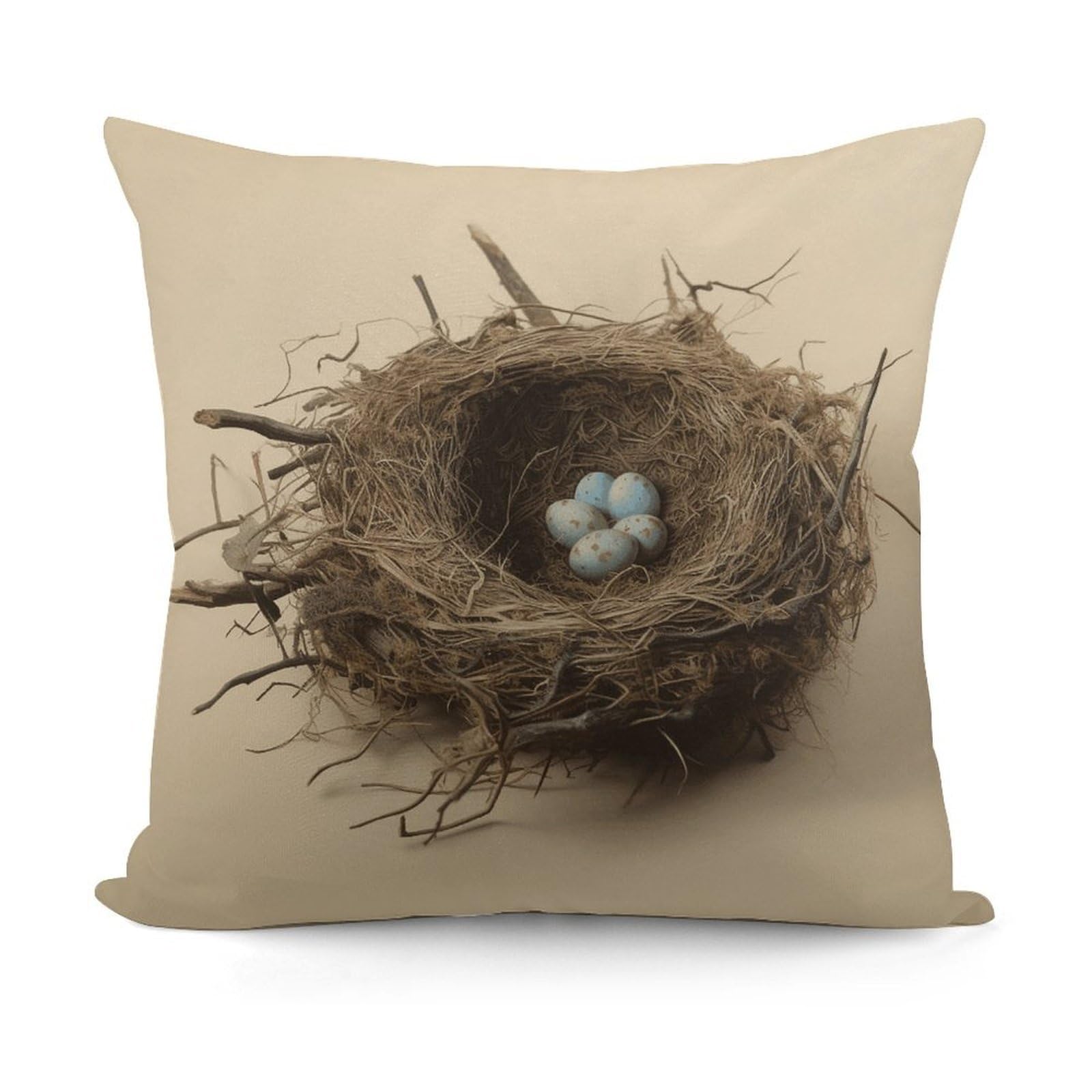 VstaDank Birds Nest Throw Pillow Cover Soft Square Cushion Cover Art Artwork Pillow Covers Mordern Couch Pillow Covers Decorative Cushion Case for Chair Couch Bedroom Living Room