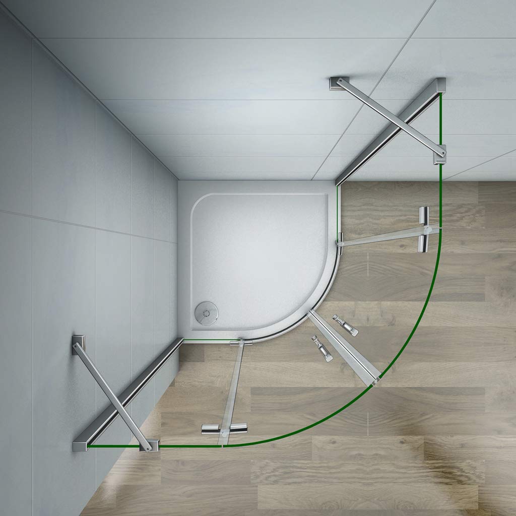 195cm Box Doccia Semicircolare 80x80cm 2 Porta Battente Vetro Barra piatto