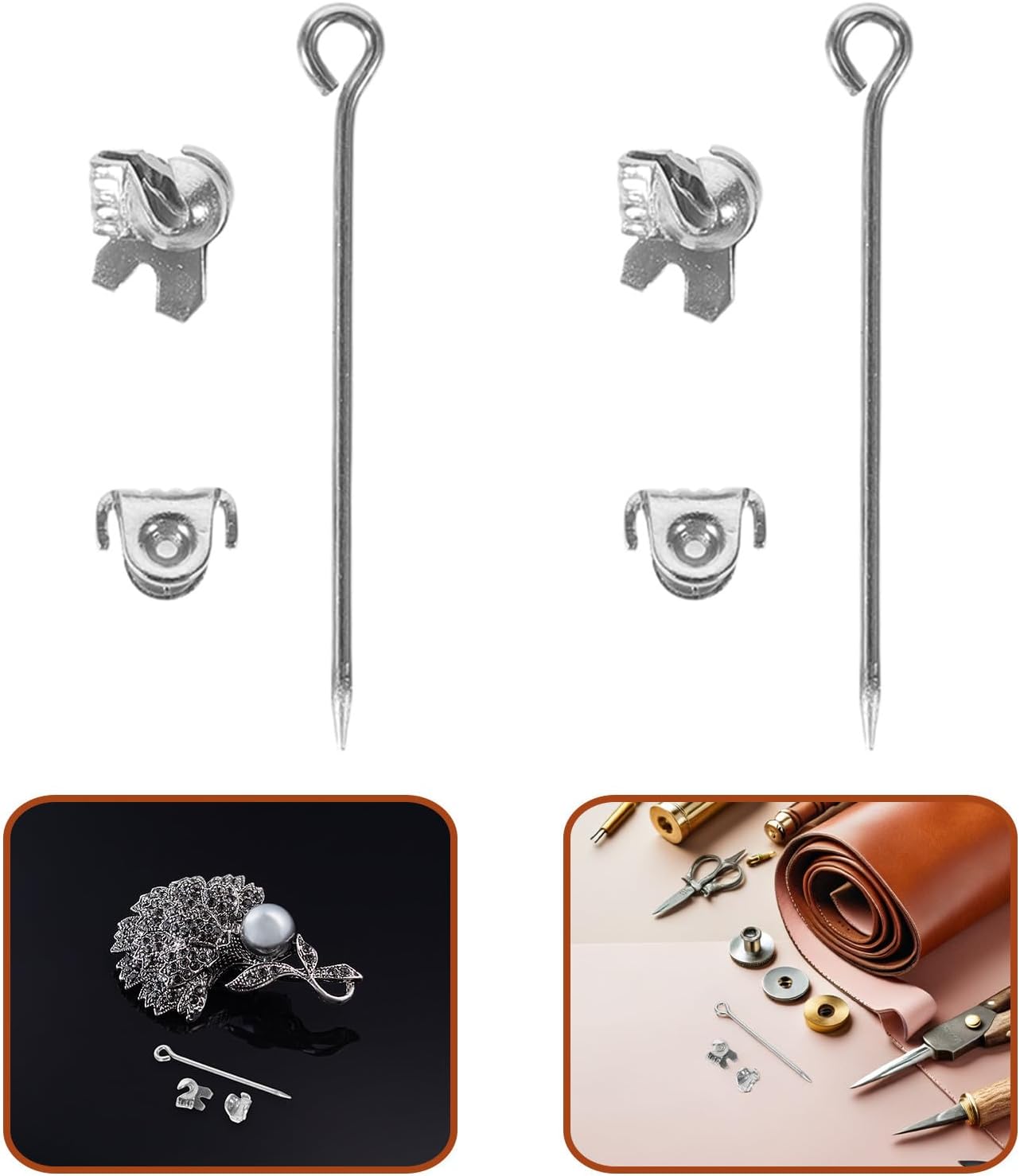 SECFOU 50pcs Stainless Steel Lockable Pin Backs for Jewelry Making and Brooch Repair, Metal Safety Pin Brooches with Locking Backs, Minimizing Fabric Snagging, for Clothing, Hats, and DIY