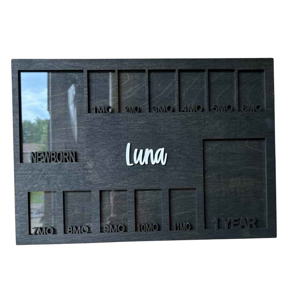 Newborn picture frame, Baby picture sign, Baby keepsake wall decor, Nursery picture frame, Gift for new mom, 1 year old photo album (NB-1year Picture frame)