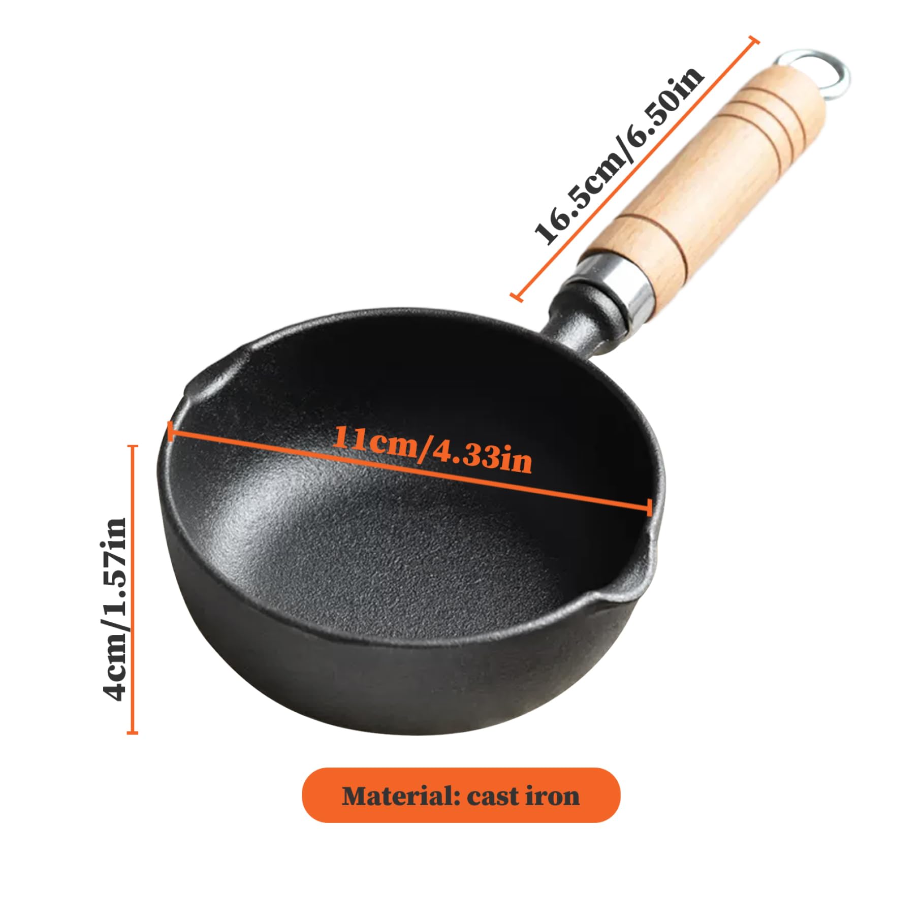 Butter Melting Pot, Non-Stick Cast Iron Sauce Pot With Wood Handle, Small Cast Iron Melting Pot, Hanging Butter Warmer for Oil Milk Candy Chocolate Style 2 Butter Warmer Cast Iron Melting Pot Small