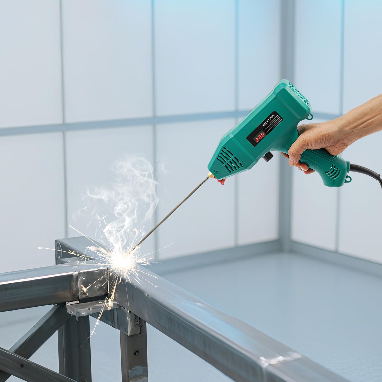 Ręczna spawarka 3000 W, przenośna cyfrowa spawarka z wyświetlaczem LED, spawarka łukowa do budowy maszyn, obróbki płyt metalowych i naprawy samochodu