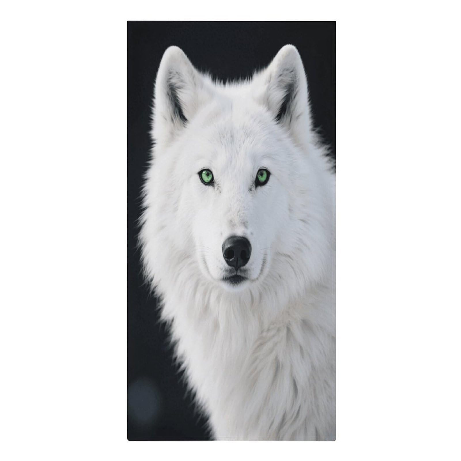 VstaDank Cool White Wolf with Green Eyes Beach Towel Vacation Essentials Sand Free Soft Quick Dry Swim Towels 61"x30" Modern Extra Large Towels Lightweight Microfiber Beach Towel for Swimming Pool