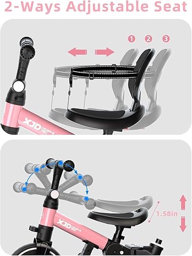 Miniatura 4 de Glaf Triciclo para niños pequeños de 1 a 3 años con mango de empuje de 2 a 4 años, bicicleta de bebé de juguete para niños y niñas de 1 año con