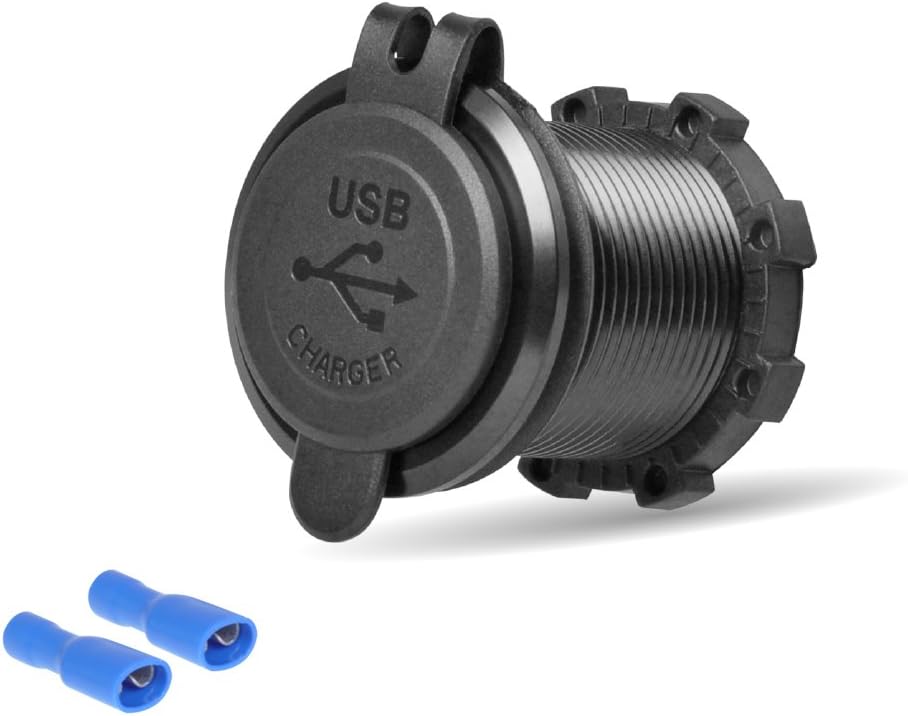 Rydonair Aluminum 4.2A Dual USB Charger Socket Power Outlet 2.1A & 2.1A for Marine, Boat, Car, Golf Cart, RV,UTV, ATV, etc (Non Illuminated)