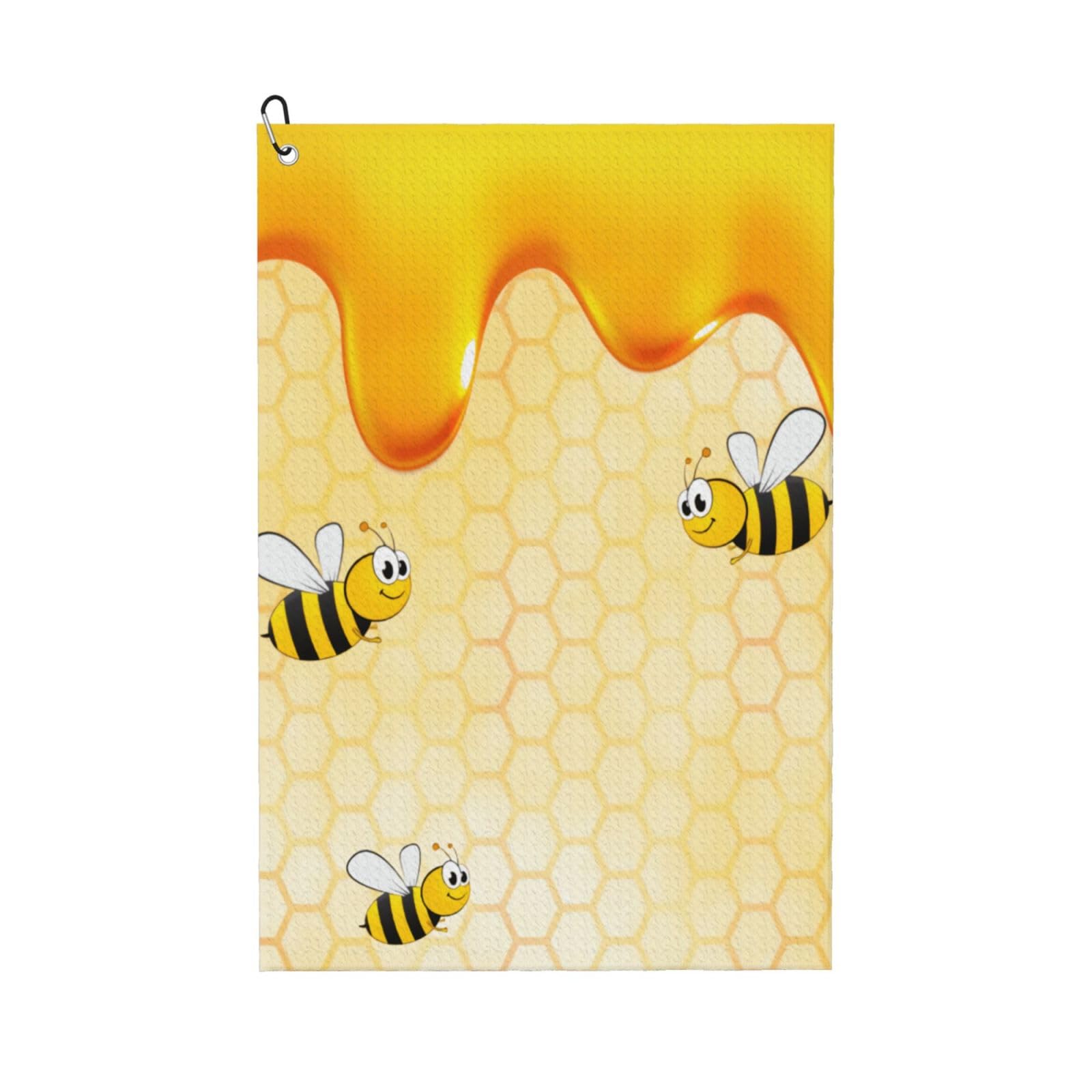 peiyeety Happy Bumble Bees Yellow Golf Towel for Bags with Carabiner Clip 16 X 24 Inches Absorbent Microfiber for Men and Women Sports Accessories Golf Gifts for Men