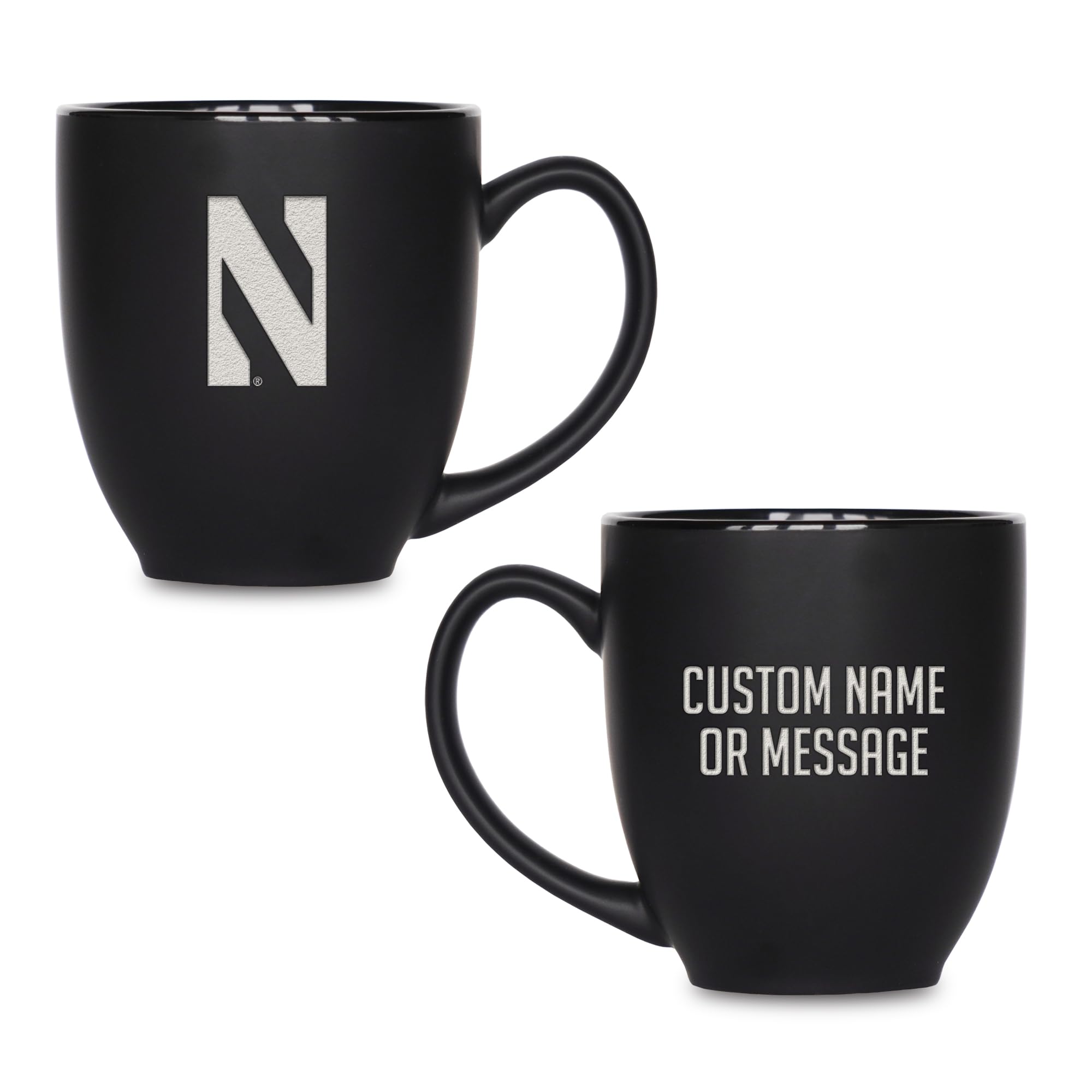 Rico Industries NCAA Primary 15-Oz Personalized Matte Black Bistro Mug - for Hot or Cold Drinks