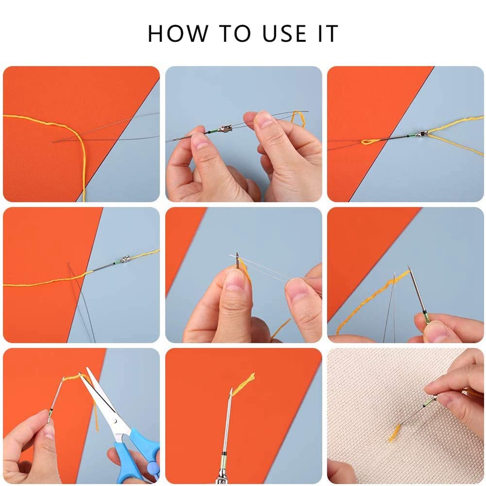 Lizusidtsy 11Pcs Punch Needle Tool Kit Embroidery Stitching Punch Needle & Needle Threader Embroidery Poking Tools