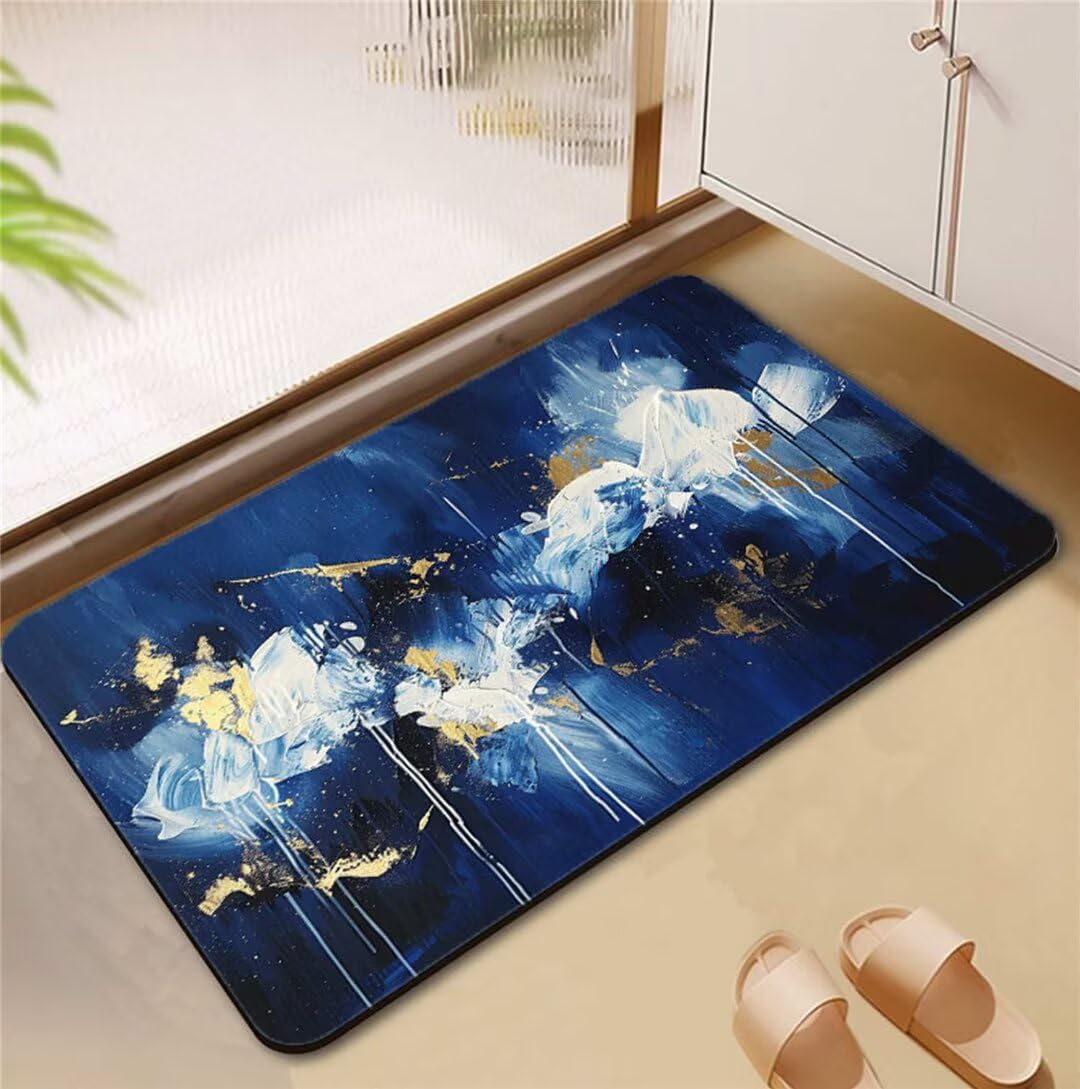 Tapis salle de bain absorbant 50x80cm de style art antidérapant lavable pour douche