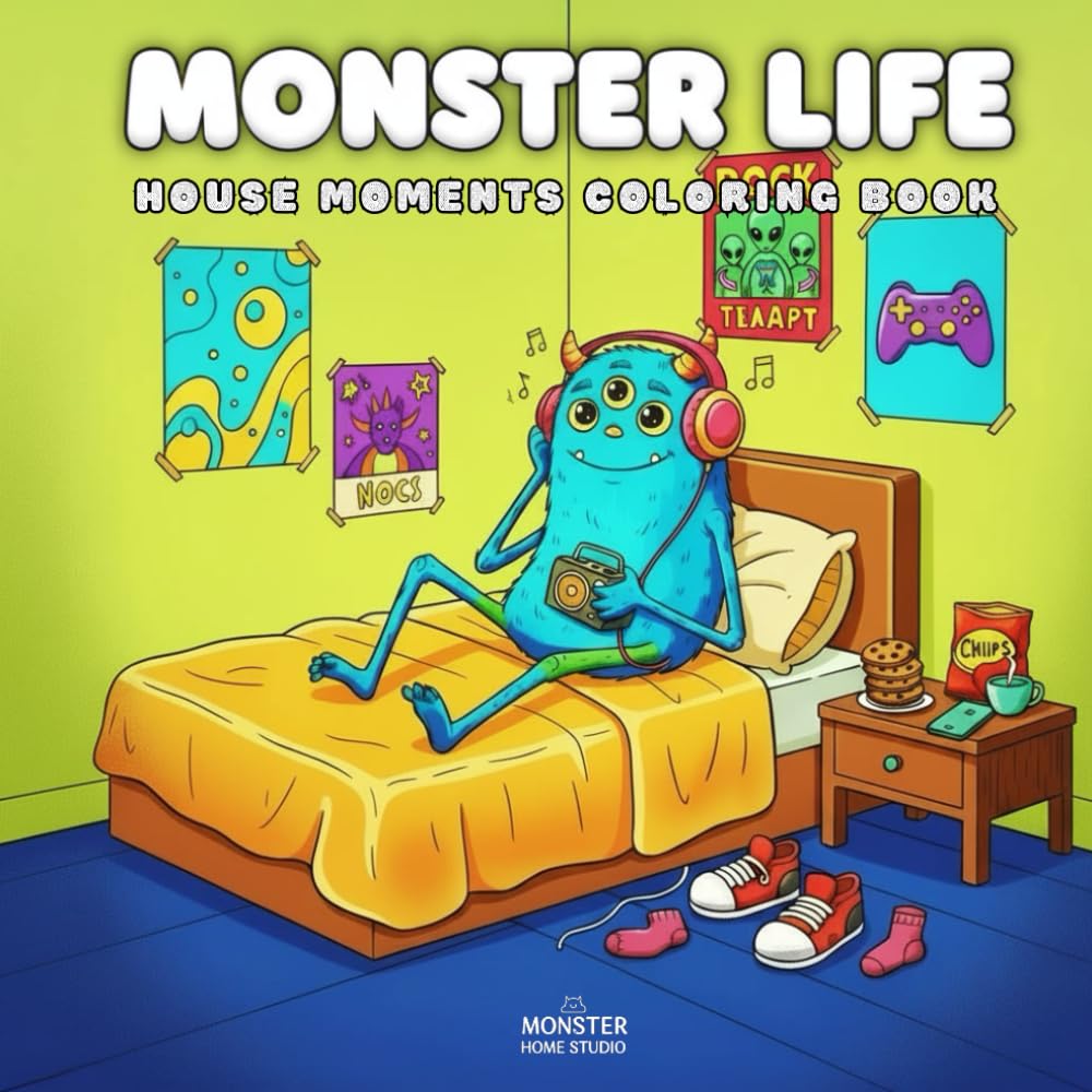 Monster Life: House Moments Coloring Book for Kids, Teens & Adults — Cute & Cozy Monsters in Everyday Scenes (40 Fun Pages to Color) (Monster Life: Cute & Cozy Coloring Book Series)