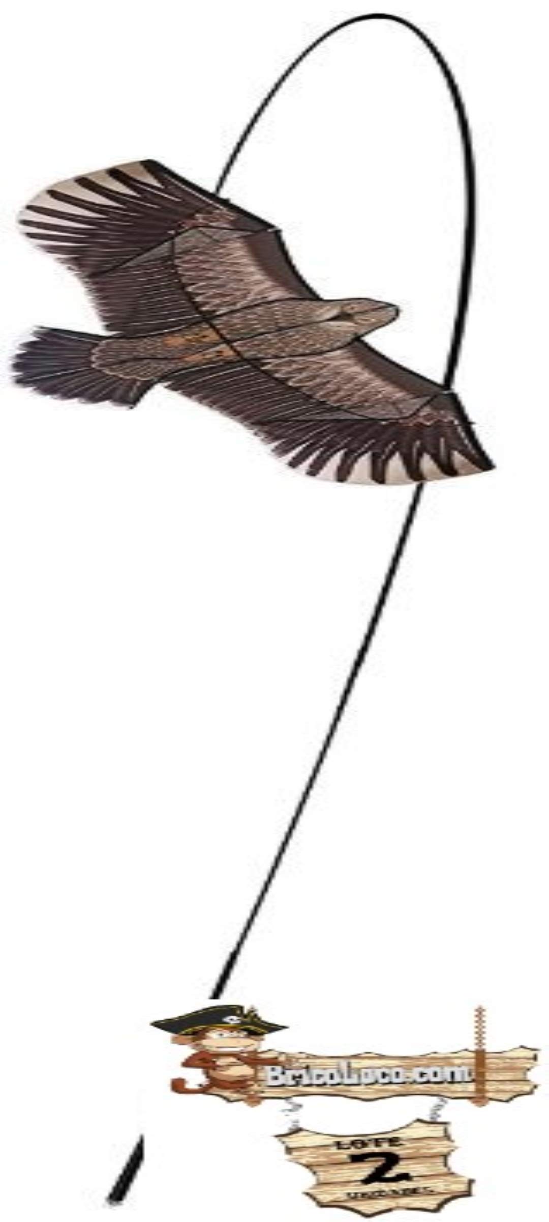 BricoLoco Lote 2 uds. Cometa halcón de Vela espantapájaros para huerto y jardín. Espantapájaros eólico. Ahuyentador, Anti Palomas y Aves. Ideal Parcelas 500 Metros o Mayores.