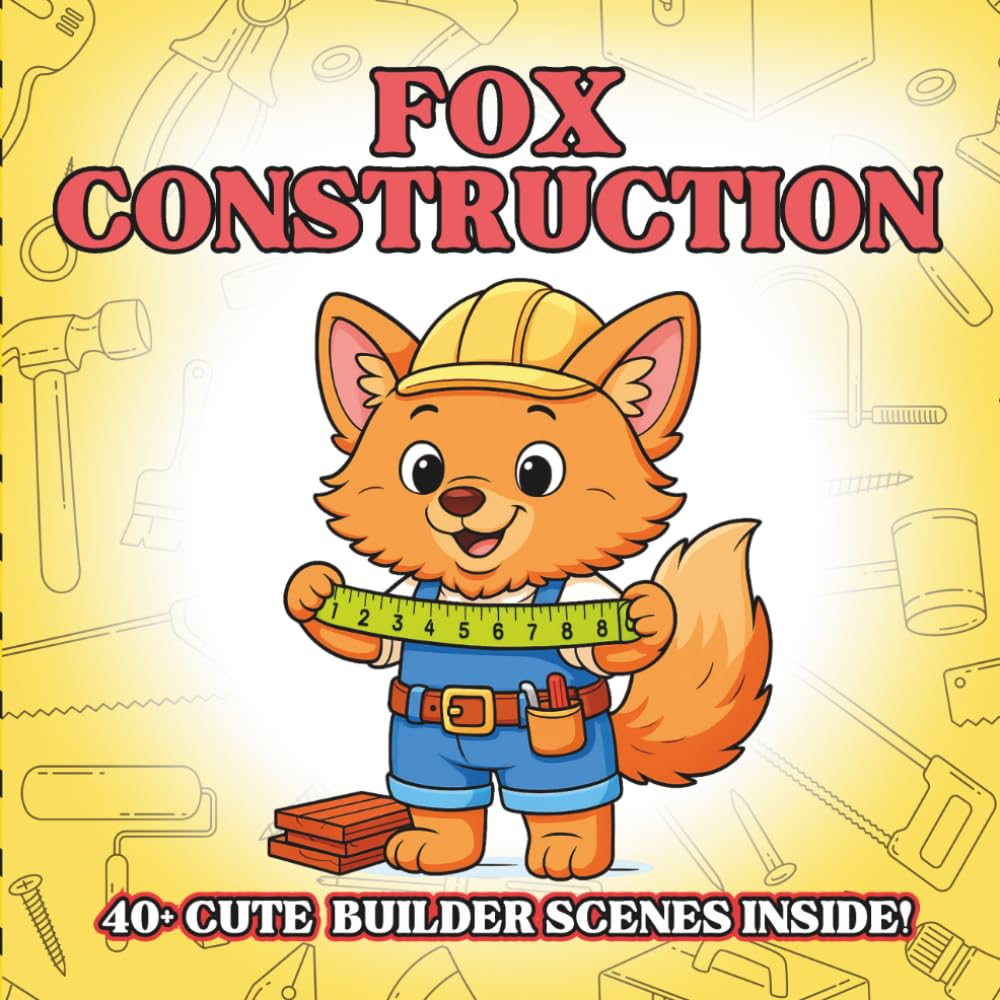 Fox Construction: Cute Construction Animal Coloring Book for Kids – Fluffy Fox Builders, Tiny Tools, Easy Outlines, Creative Building Play for ... Animals Coloring Book for Kids Ages 3–8)