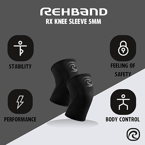 Miniatura 2 de Rehband Rodilleras de 0.197 in para entrenamiento funcional, entrenamiento cruzado y levantamiento de pesas, soporte de rodilla de neopreno, unisex,