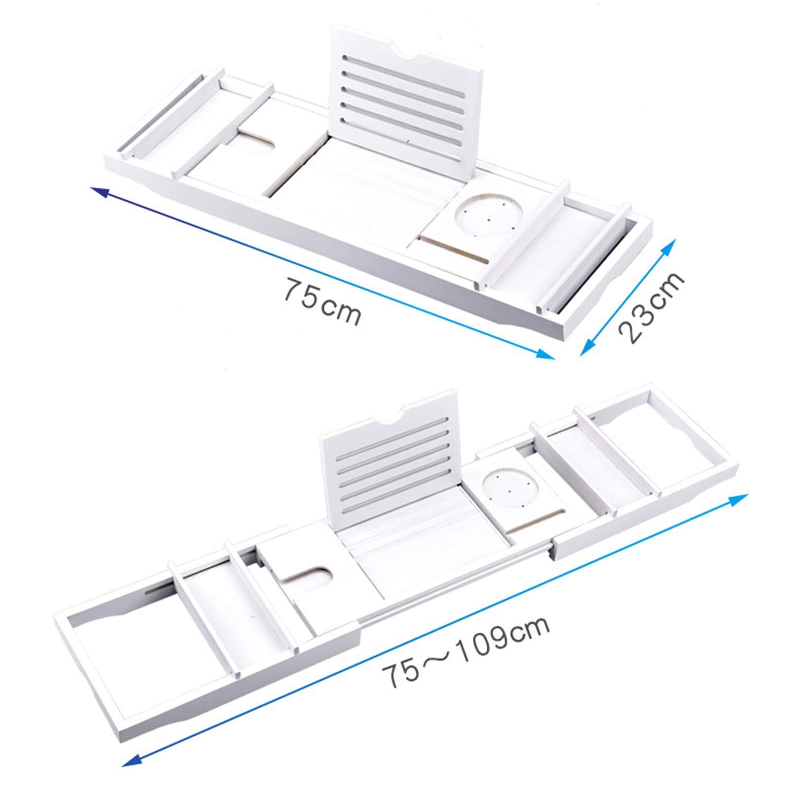 Rejilla para bañera Bandeja telescópica Antideslizante para bañera Se Adapta a la mayoría de los tamaños de baño (Color : White Size : 75x23cm)