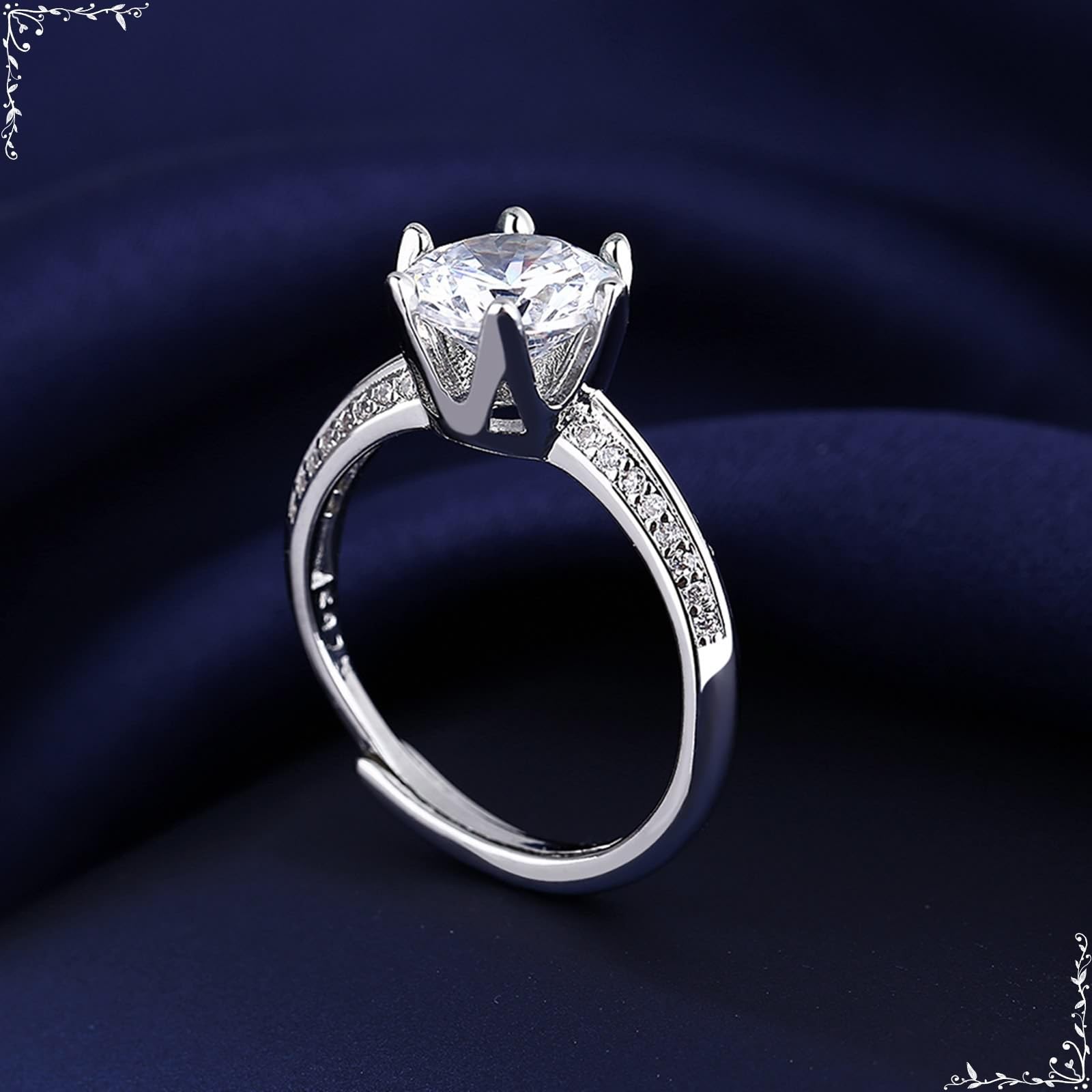KnSam Weißgold 9 Karat 375 Hochzeitsring, Verlobungsring 6 Klaue mit Moissanit, 9K Gold Trauringe Echtgold Schmuck, Rose Gold, Gr.47-65