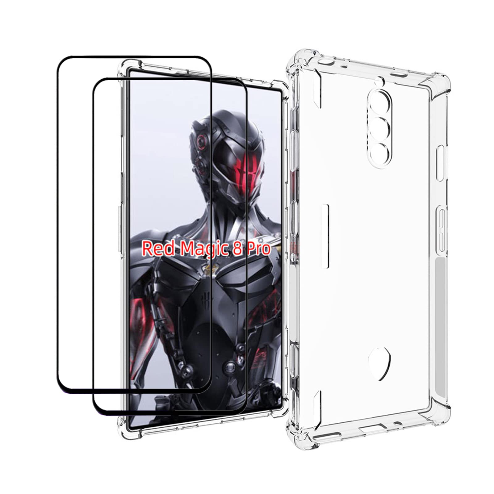 Case for ZTE nubia Red Magic 8 Pro/8 Pro Plus/8S Pro/8S Pro Plus - Clear - Phone Case - TPU & Tempered Glass - Shock-Absorbent, Scratch Resistant