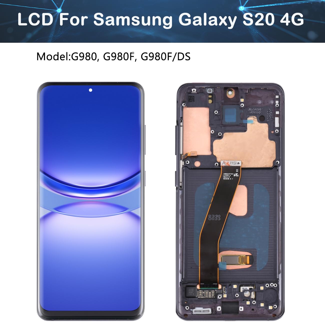Display Bildschirm für Samsung S20 4G G980 G980F OLED Schwarz mit Rahmen