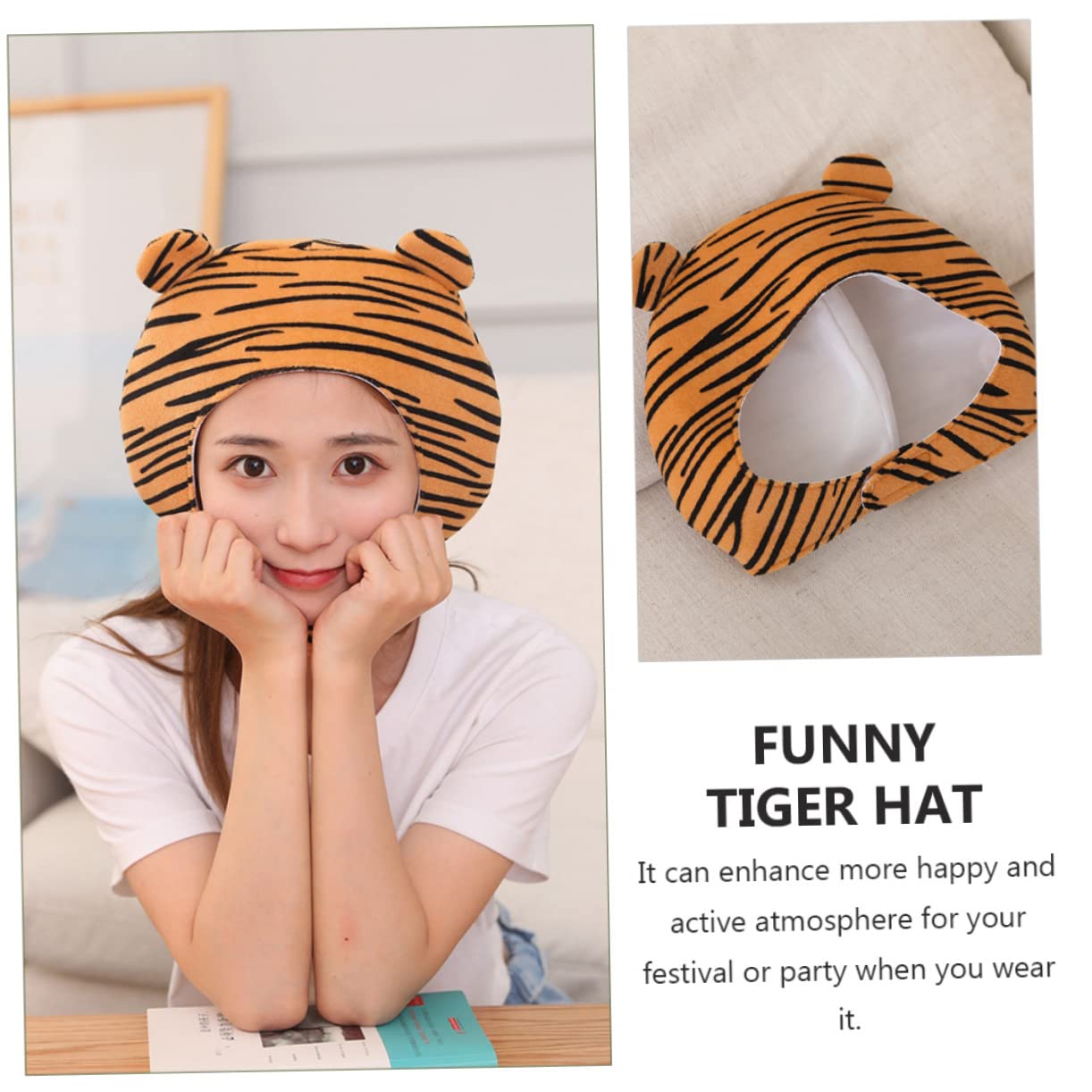 TOPBATHY 4piezas Sombrero De Peluche De Tigre Divertido Para Fiestas Accesorio De Disfraz Para Carnaval y Cosplay Diseño De Animal Material Suave y Cómodo