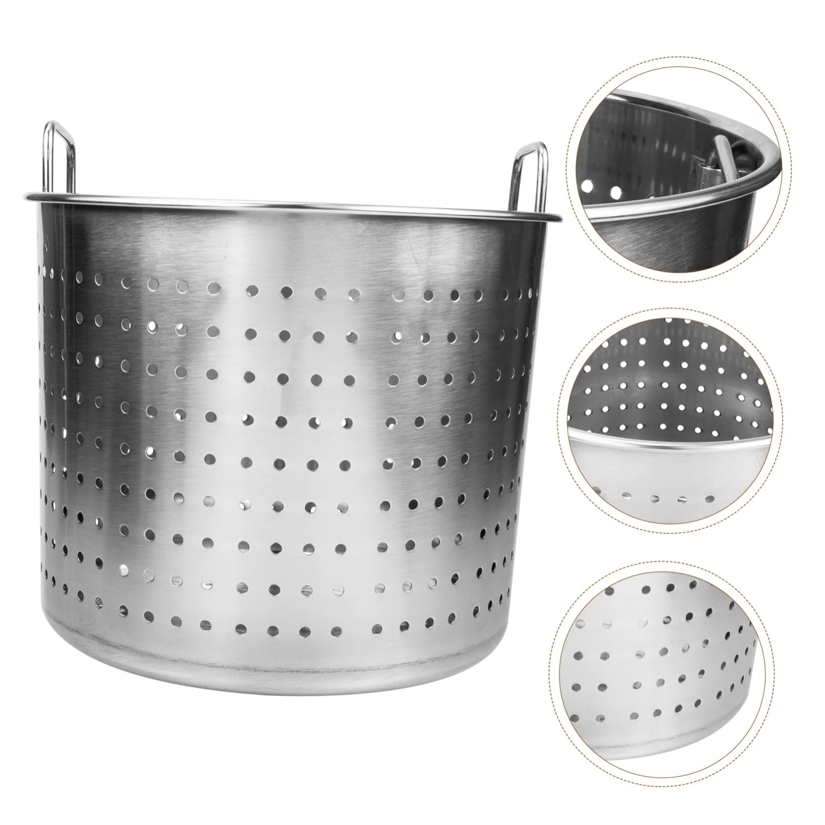Mobestech Olla Agujereada para Cocer Mariscos y Carnes Fácilmente para Cangrejos de Río de Acero Inoxidable Mango Diseño Pulido y Superficie Lisa