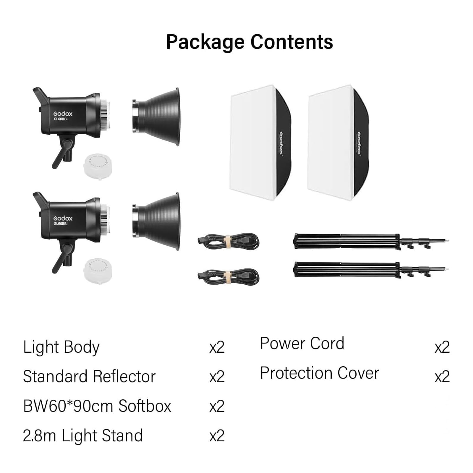 Godox 2 Pack SL-60II bi 120W CRI95 Bi-Color Continuous Output Lighting LED Video Light Bowens Mount Kit for YouTube Video Studio Children Photography Wedding Shooting with Softbox Light Stand product thumbnail 4