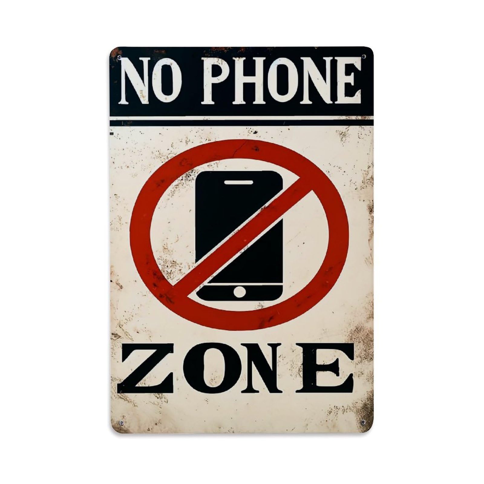 Jdfenggu Vintage No Phone Zone Sign Retro Metal Tin Sign, Decor Art Poster For Bar, Home, Man Cave, Kitchen, Laundry Room Gift 8X12inch