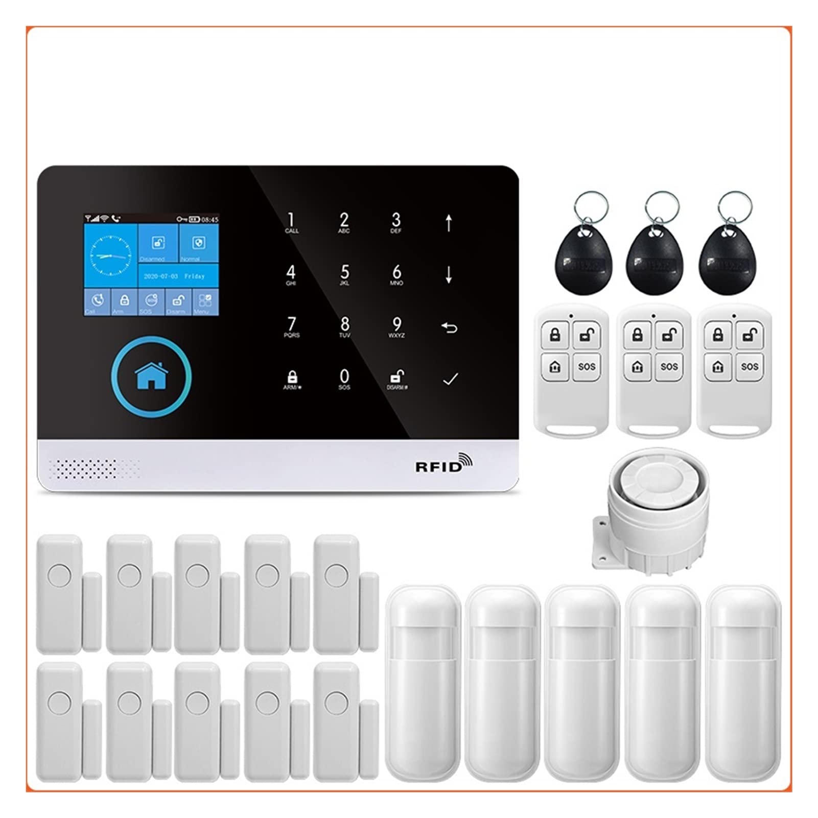 433MHz wireless Wifi GSM di allarme sicurezza domestica for Tuya Smart Life App Con sensore movimento compatibile Installazione rapida(L)