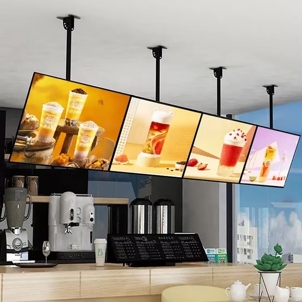 Caja de luz LED ultradelgada con marco a presión,cartelera iluminada de pared con poste telescópico,tablero de menú con retroiluminación LED,póster publicitario for restaurantes, cafeterías y tiendas(