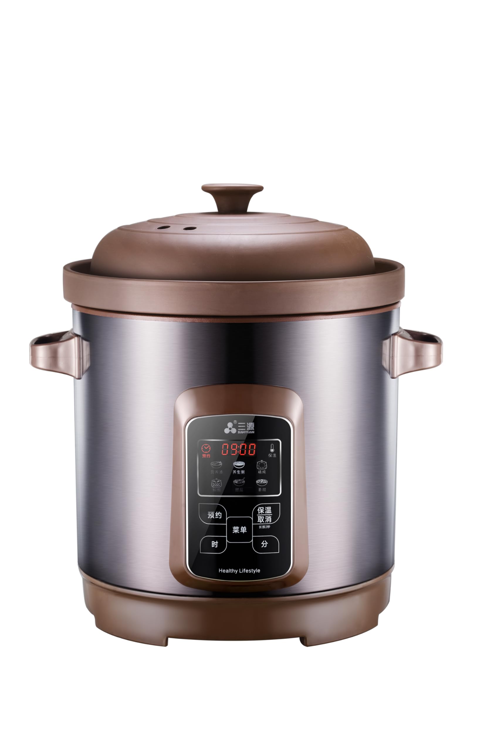 10L Digital Clay Stew Pot 850W Smart Herbal Soup Cooker with 12H Timer Auto Keep Warm Natural Zisha