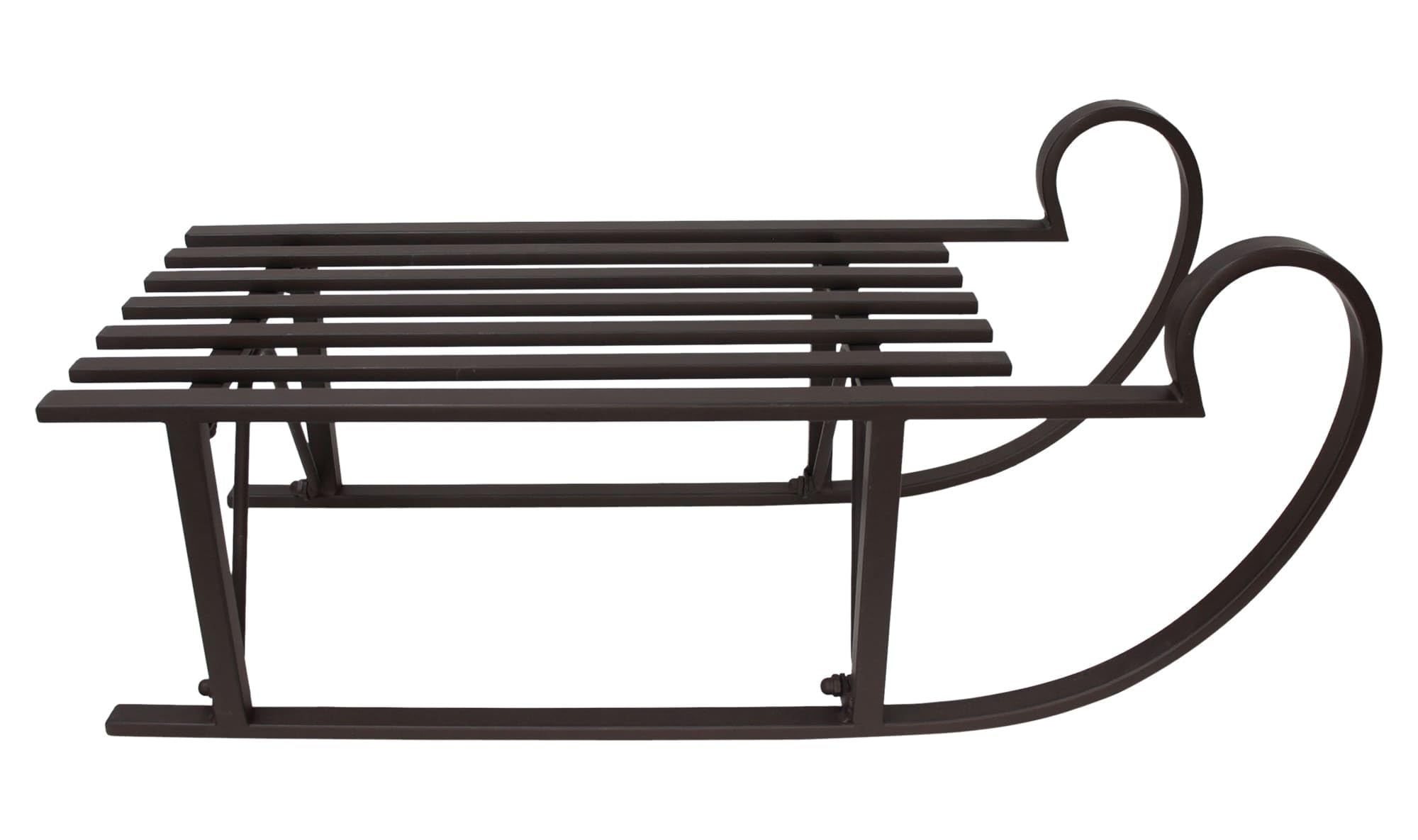 Dekoleidenschaft Großer Schlitten Klassik aus Metall, braun, 80 cm lang, Dekoschlitten Retro Design, Weihnachtsdeko, Winterdeko, Gartendeko für Draußen