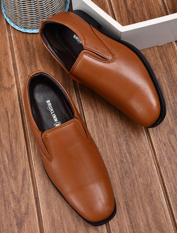 Image of WUSQA Enterprises Men's Leather Formal Shoes | Classic Pull-On Dress Shoes for Office, Business, Party & Wedding | Durable & Comfortable Footwear