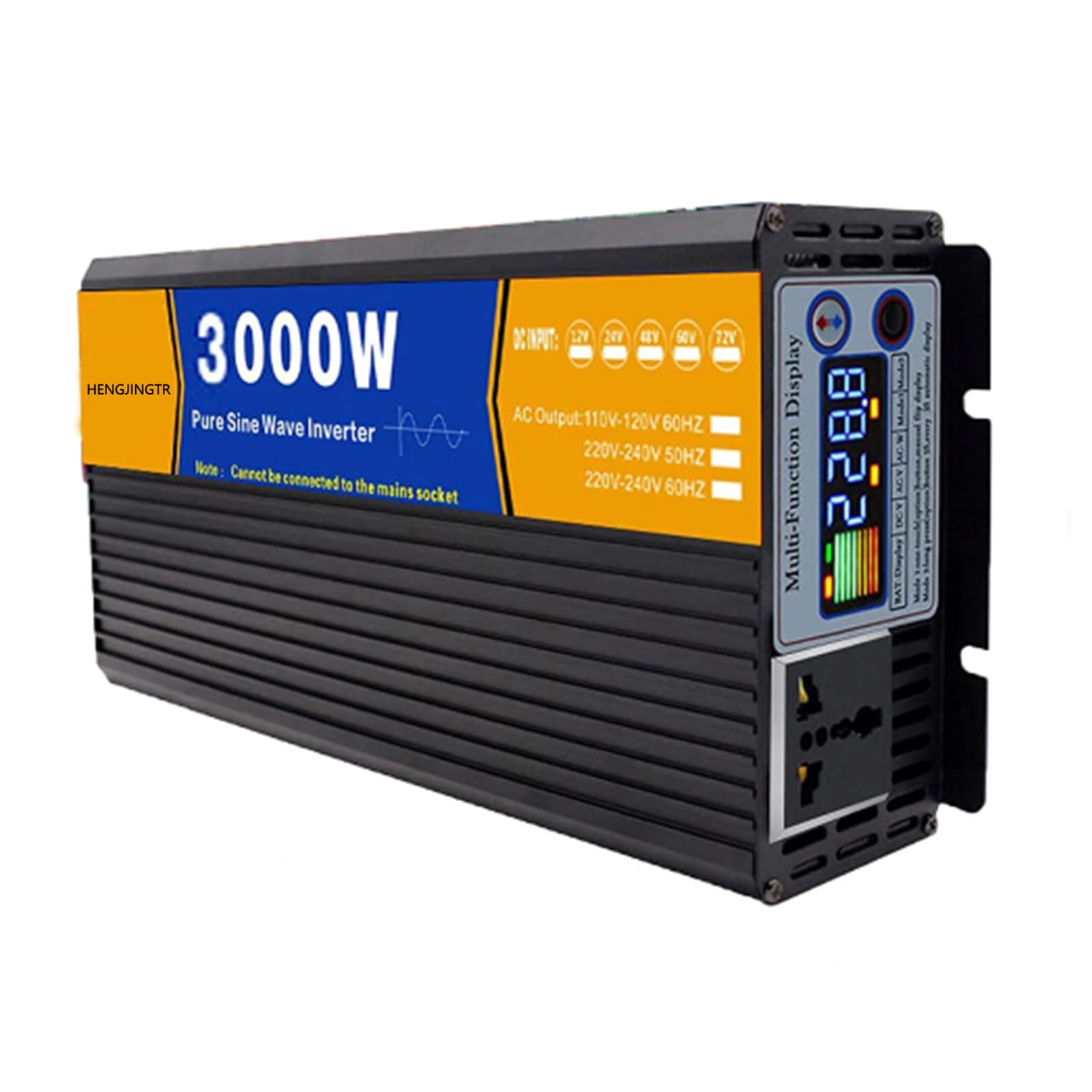 HENGJINGTR 3000W DC 12V/24V/48V/60V/72V Pure Sine Wave Inverter Charger DC to AC 110V/220V Low Frequency Solar Power Inverter Converter for Truck,