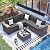 UDPATIO Patio Furniture Set, 8 Inch Armrest Outdoor Sectional Sofa with Wicker Coffee Table, 6 Piece Conversation for Garden, Backyard, Dark Grey