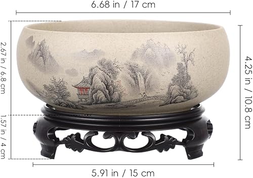 Miniatura 3 de Angoily Maceta de porcelana azul y blanca de 6.69 pulgadas con base de plástico para decoración de interiores y exteriores, ideal