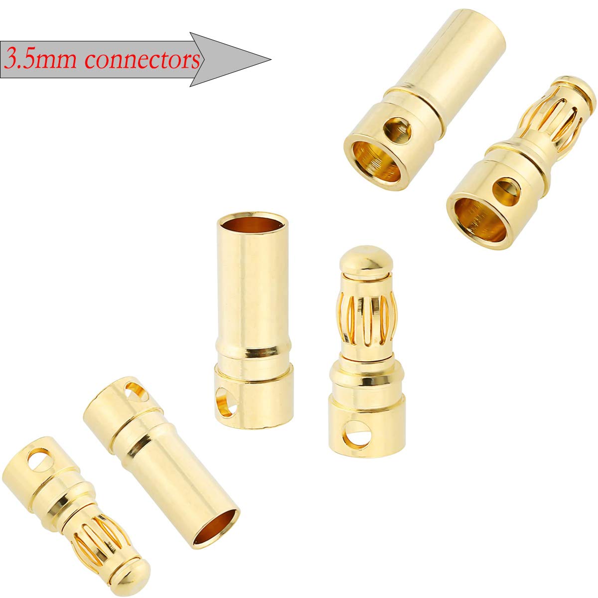 240 Piezas Conector Bala Macho Hembra 3,5 Conector De Terminal De Cable