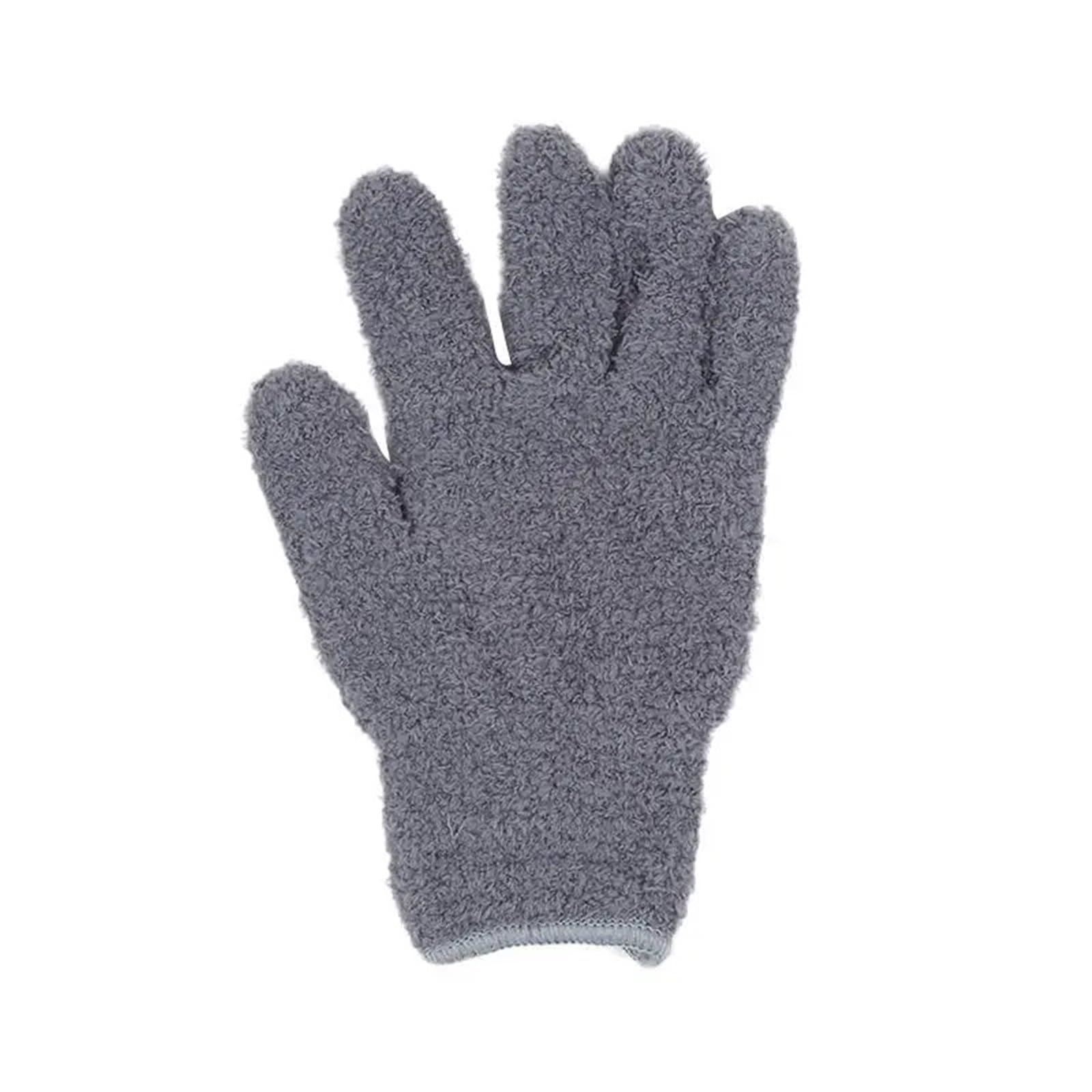 WWYYZAYC 3Pairs Cleaning Gloves Microfiber Coral Fleece Car Grooming Solid Five Finger Removal Housework Absorbent(Grey)