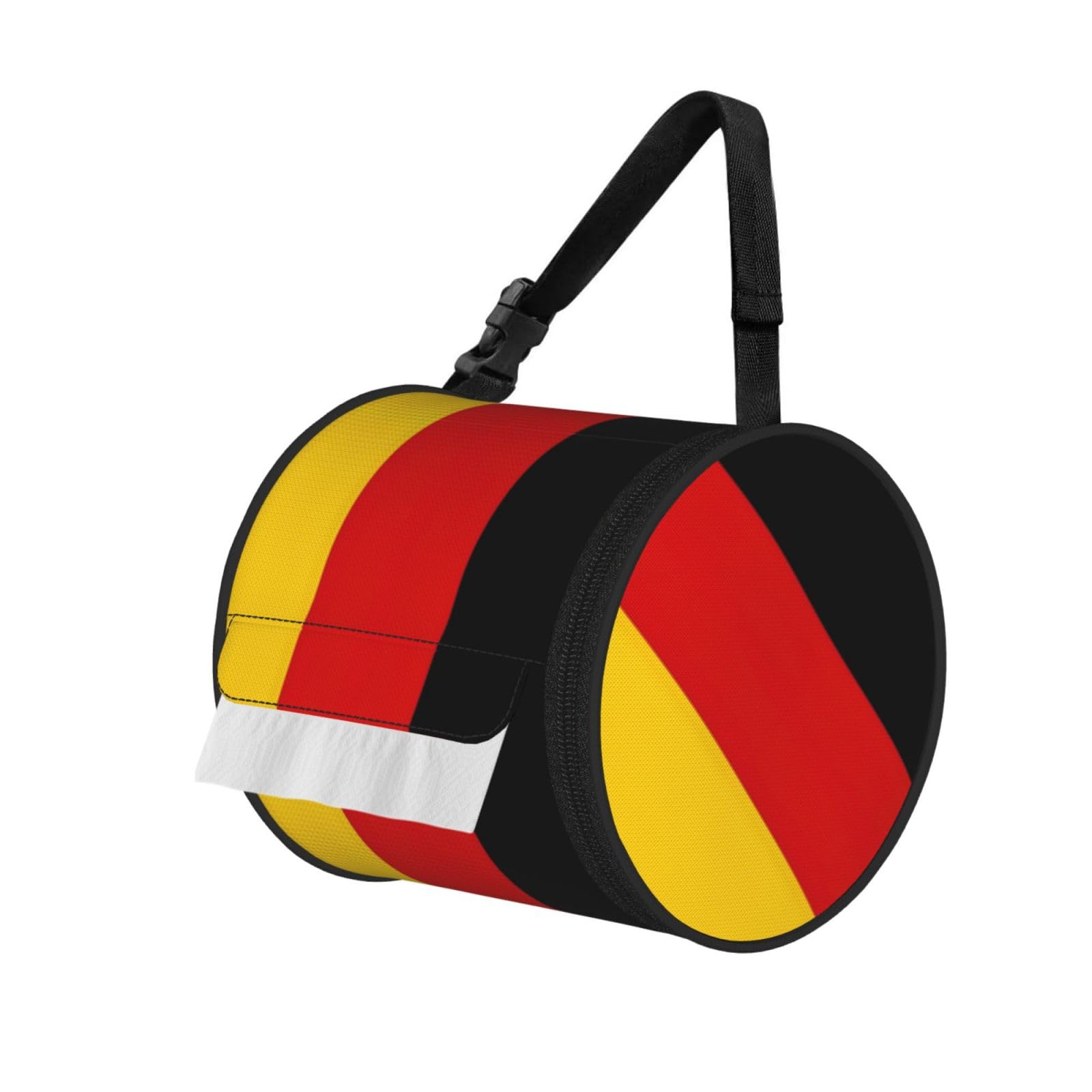 Germany Flag Print Cylinder Tissue Holder Bag With Strap, Portable Roll Dispenser Case For Car Rv Camping