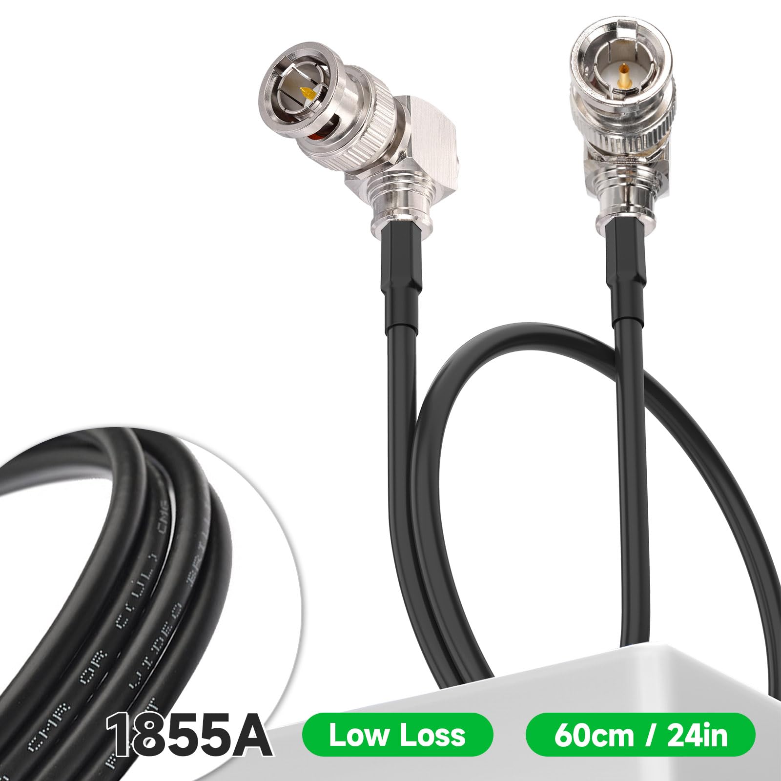 Superbat Kabel 3G 6G HD SDI BNC (Belden 1855A) 24 cale (60 cm) - obsługuje HD-SDI/3G-SDI/4K VCR SDI, precyzyjny kabel wideo
