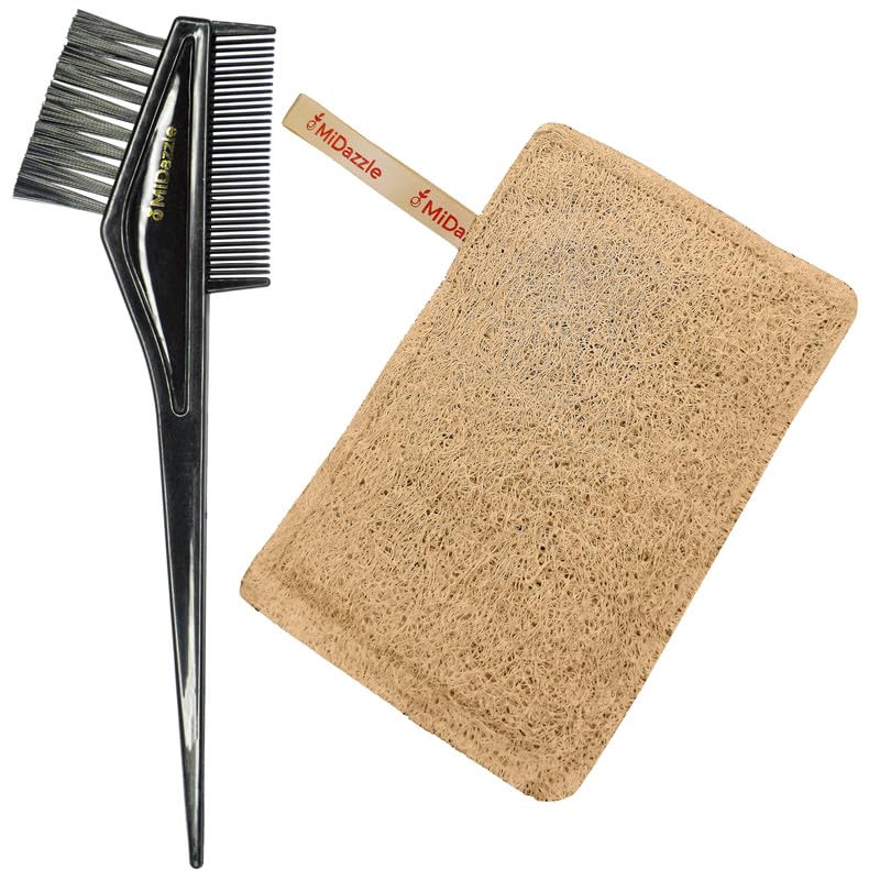 Midazzle 2 in 1 Hair Dye Brush With Natural Organic Loofah, Body Scrybber (Square) - Set of 2-picture-30