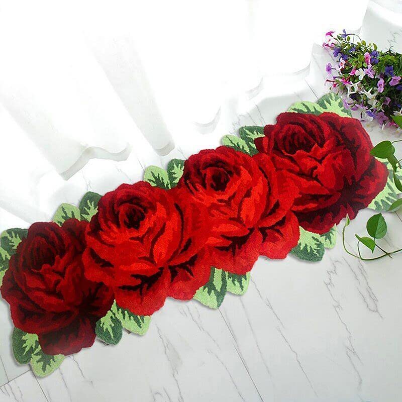 Sophia Rose Runner Irregular Shape 3' X 14' Feet Red Color Hand Tufted Persian Style Wool Area Rug Living Room, Bed Room Any Room.