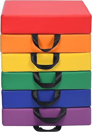 Costzon 6 cojines de suelo de 15 pulgadas para niños, 3 pulgadas de grosor, impermeables, asientos suaves y flexibles con asa para aula, hogar,