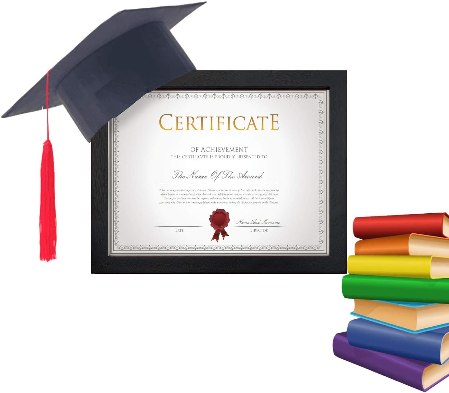 Emfogo 8.5x11 Certificate Frames with Stand Rustic Wood Document Frames with High Definition Glass Diploma Frames for Wall or Tabletop Display Set of 2 (Black)